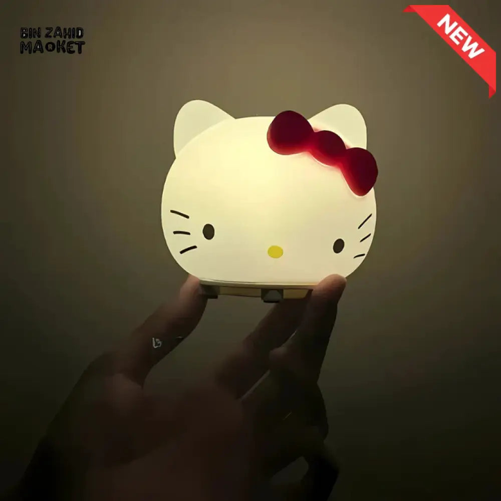 CUTE SILICONE LED NIGHT LIGHT USB RECHARGEABLE TOUCH CONTROL - HELLO KITTY HEAD