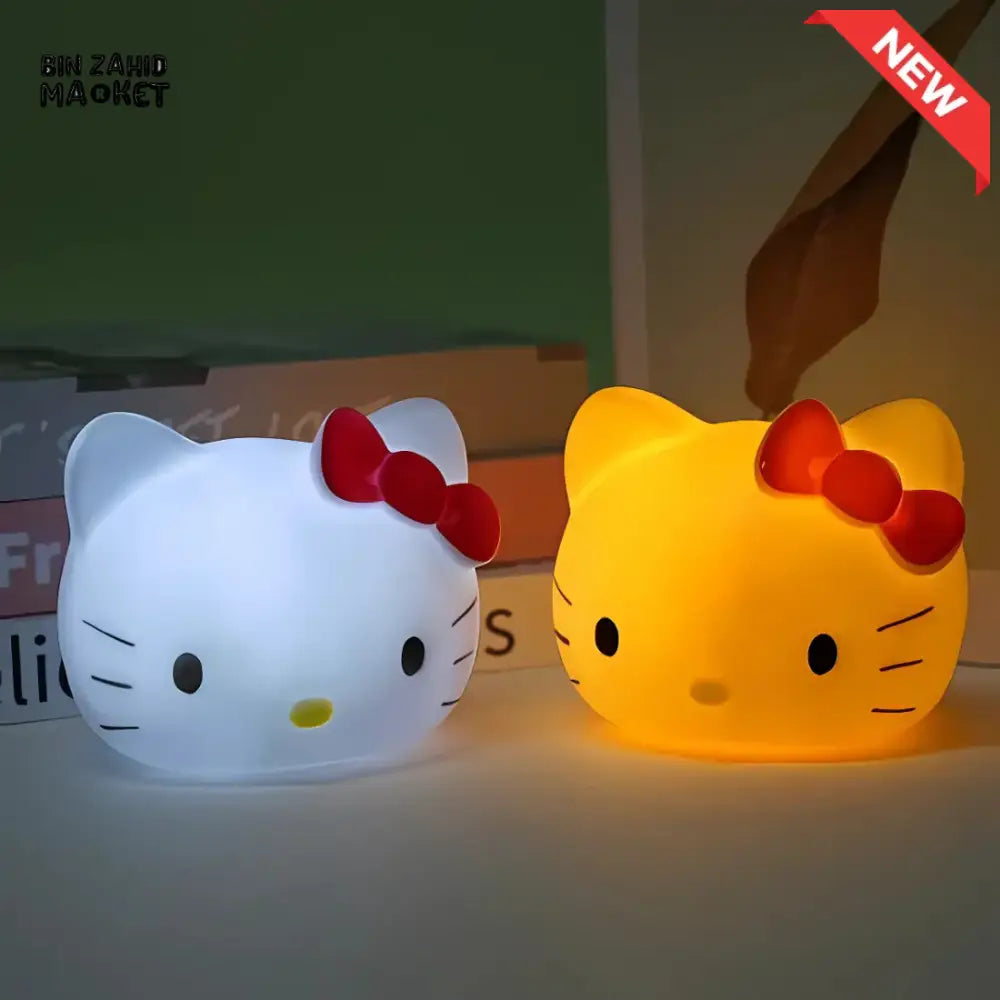 CUTE SILICONE LED NIGHT LIGHT USB RECHARGEABLE TOUCH CONTROL - HELLO KITTY HEAD