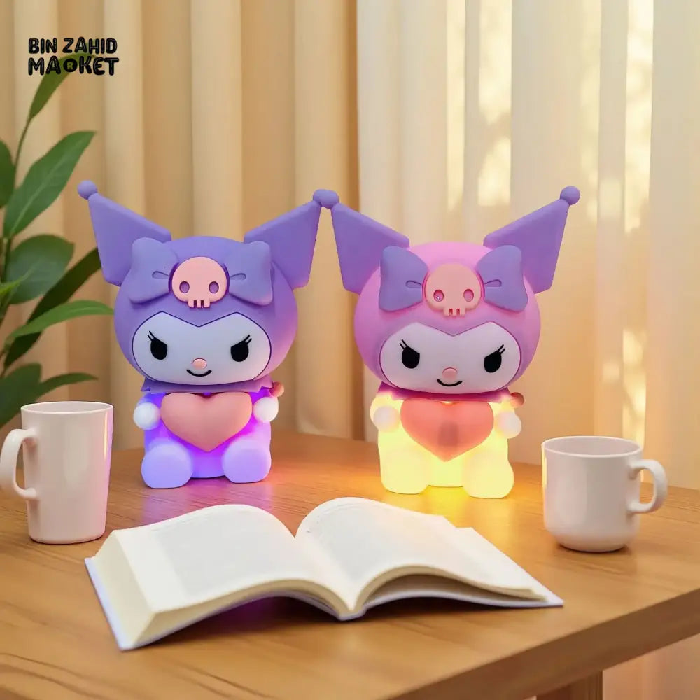 CUTE SILICONE LED NIGHT LIGHT USB RECHARGEABLE TOUCH CONTROL - KUROMI LOVE LIGHT