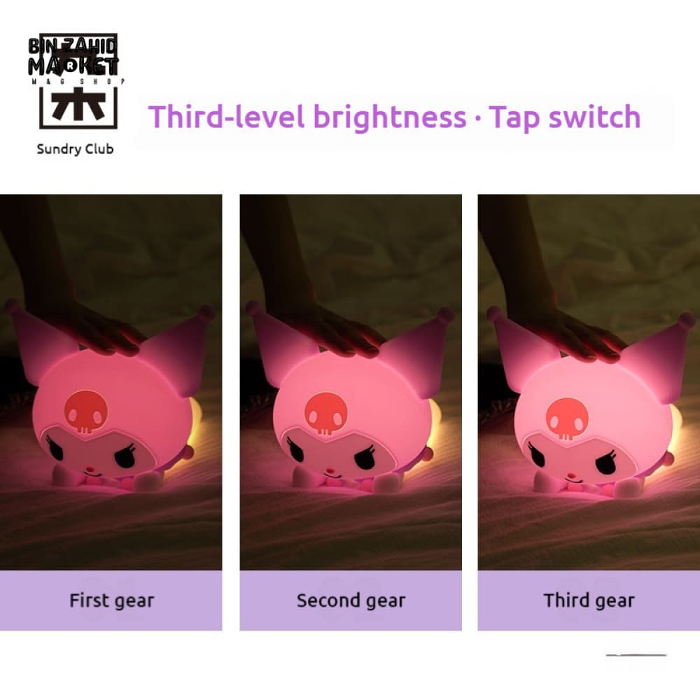 CUTE SILICONE LED NIGHT LIGHT USB RECHARGEABLE TOUCH CONTROL - KUROMI RECLINING
