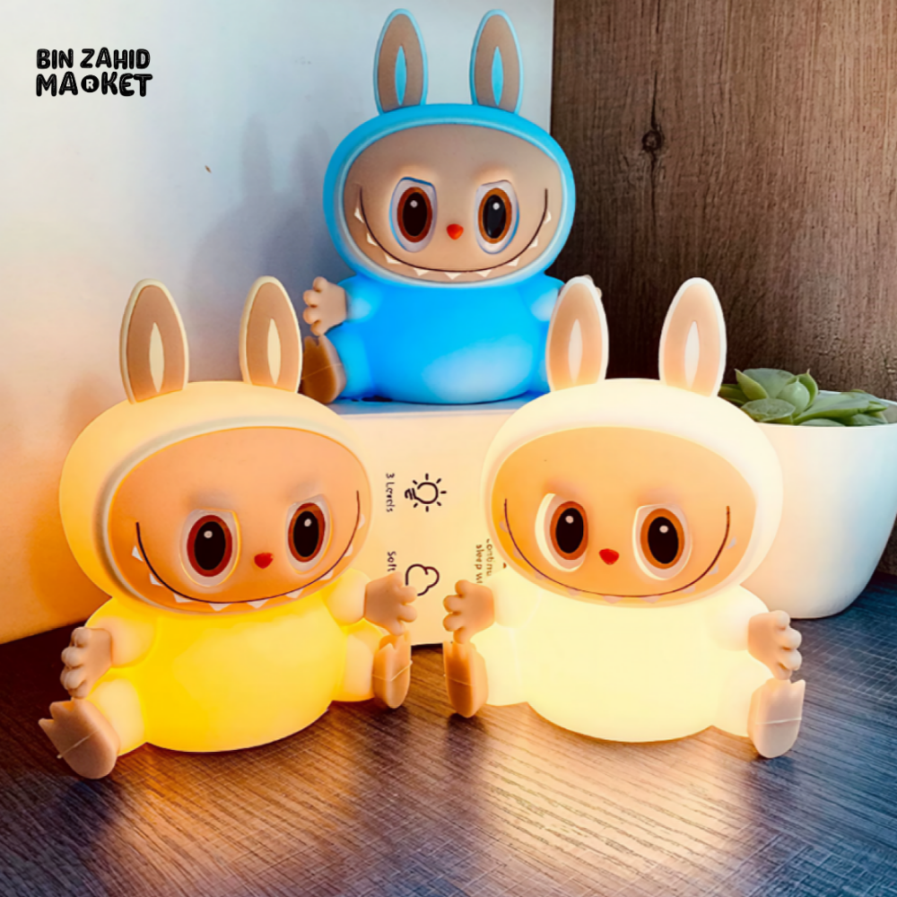 CUTE SILICONE LED NIGHT LIGHT USB RECHARGEABLE TOUCH CONTROL - LABUBU