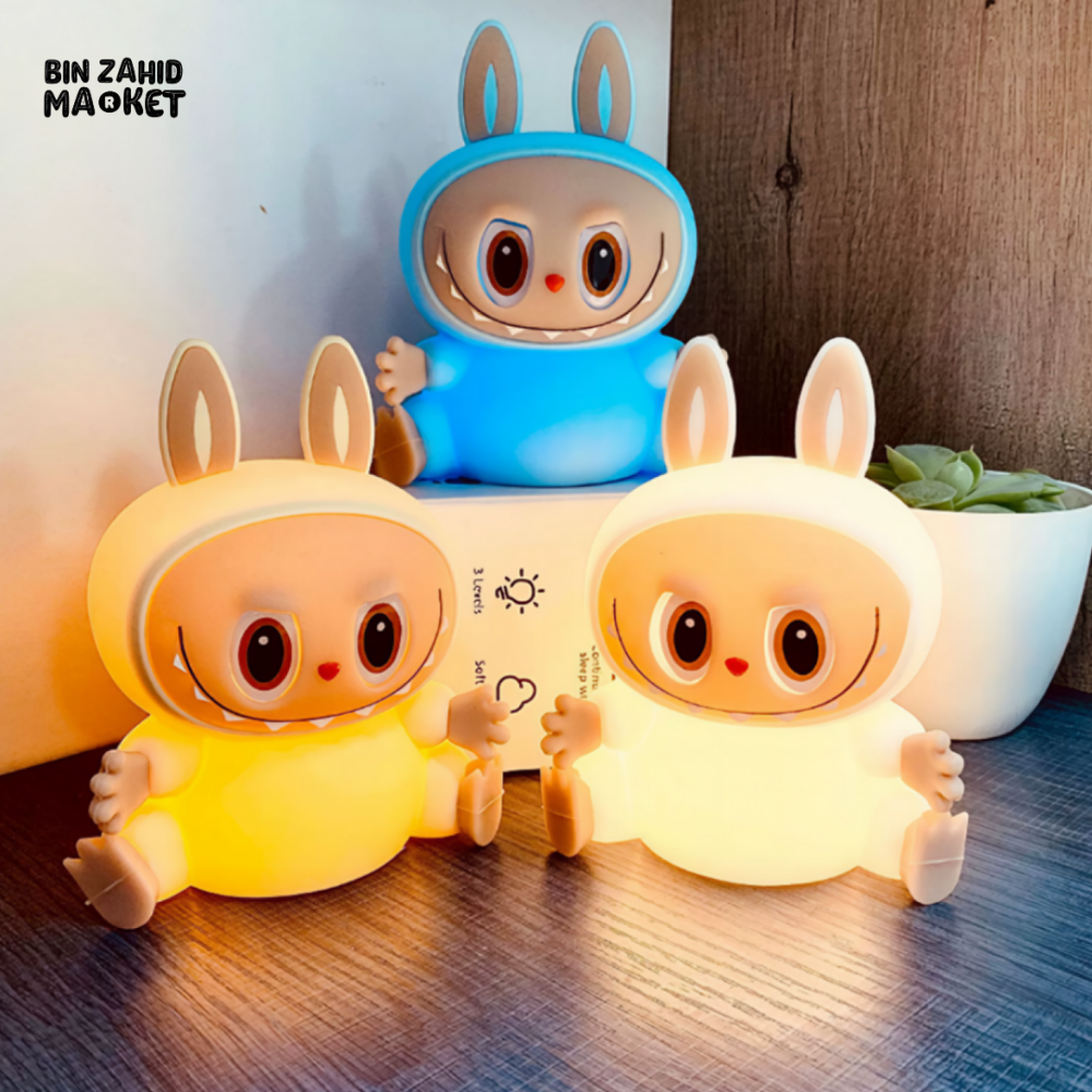 CUTE SILICONE LED NIGHT LIGHT USB RECHARGEABLE TOUCH CONTROL - LABUBU