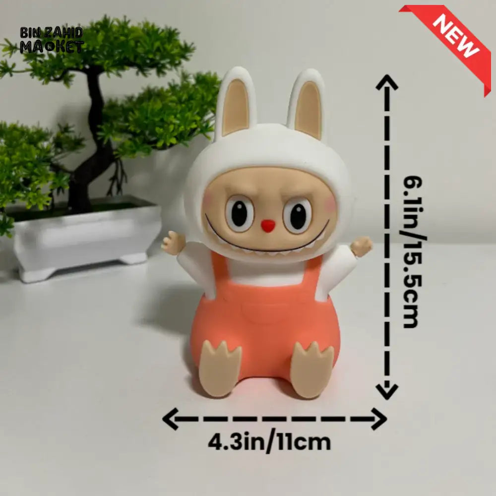 CUTE SILICONE LED NIGHT LIGHT USB RECHARGEABLE TOUCH CONTROL - LABUBU RED