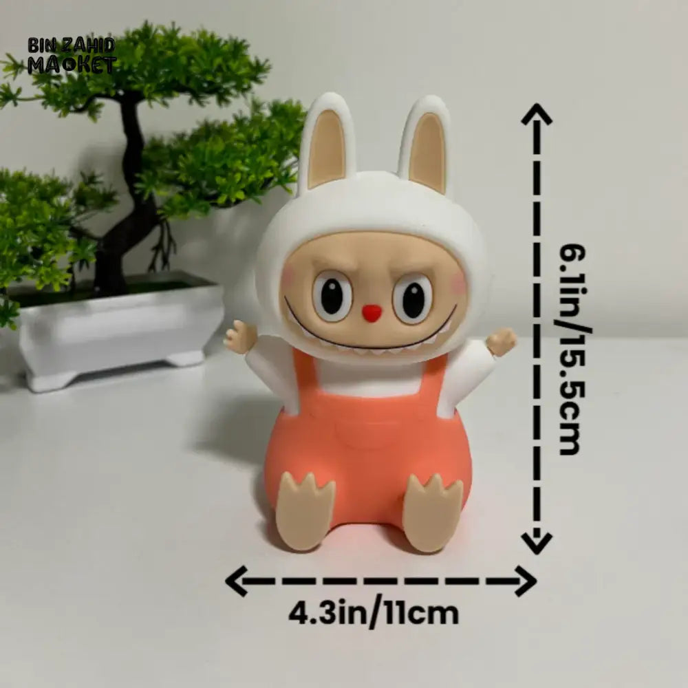 CUTE SILICONE LED NIGHT LIGHT USB RECHARGEABLE TOUCH CONTROL - LABUBU RED