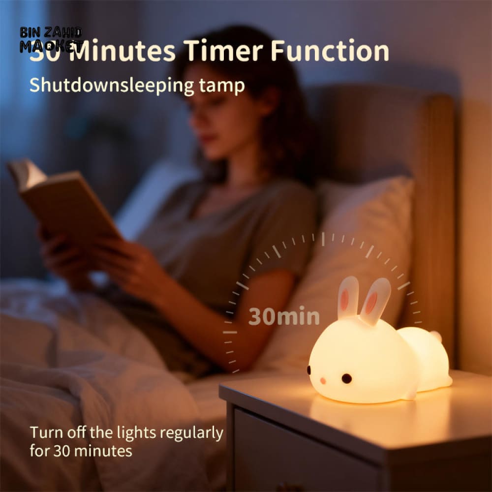 CUTE SILICONE LED NIGHT LIGHT USB RECHARGEABLE TOUCH CONTROL - LOVELY BUNNY