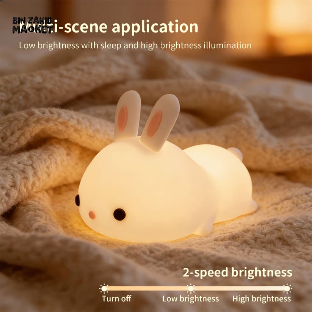 CUTE SILICONE LED NIGHT LIGHT USB RECHARGEABLE TOUCH CONTROL - LOVELY BUNNY
