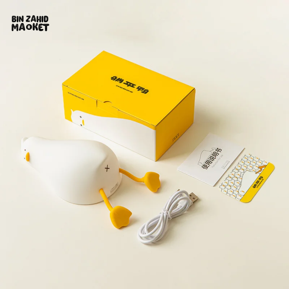CUTE SILICONE LED NIGHT LIGHT USB RECHARGEABLE TOUCH CONTROL - LYING FLAT DUCK