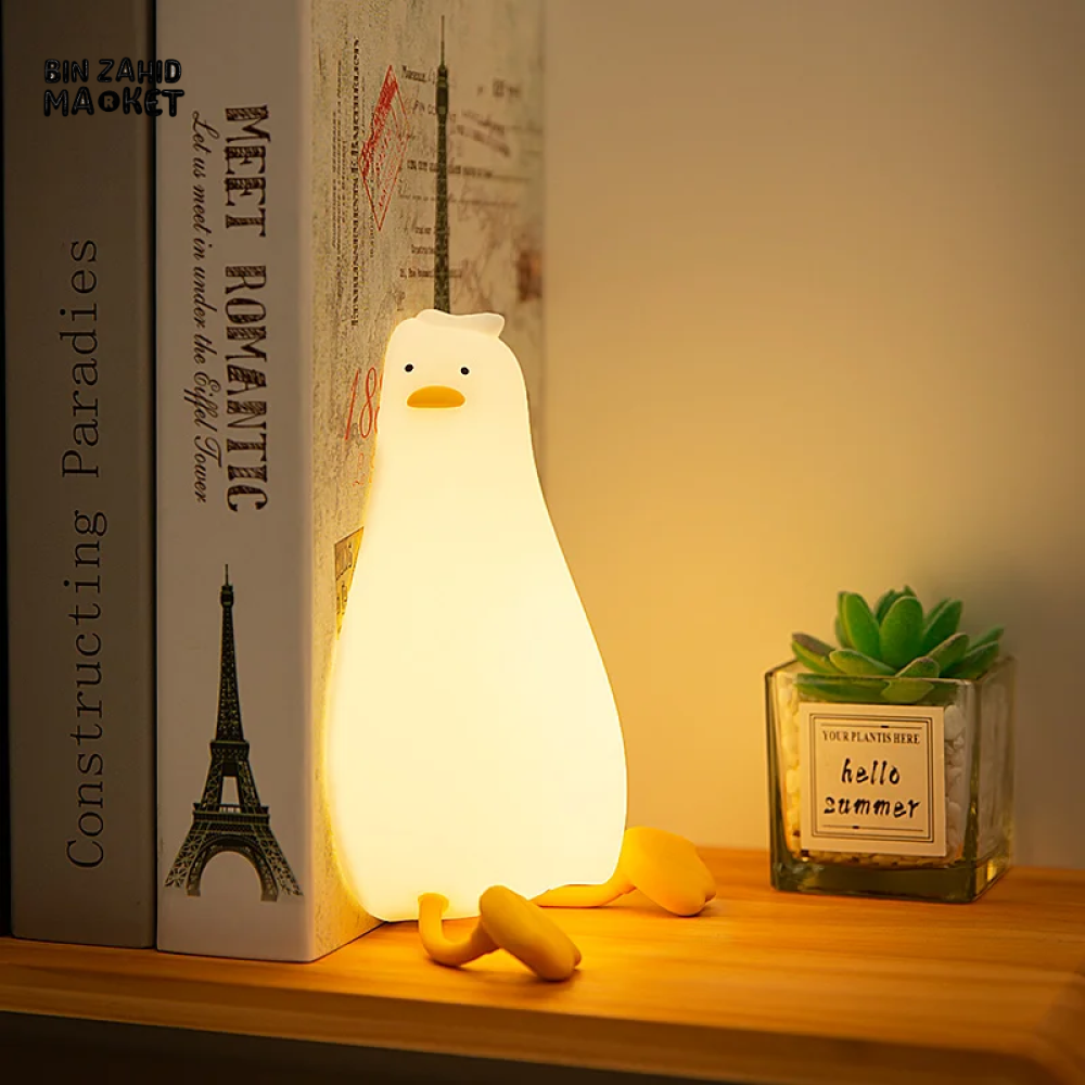 CUTE SILICONE LED NIGHT LIGHT USB RECHARGEABLE TOUCH CONTROL - LYING FLAT DUCK