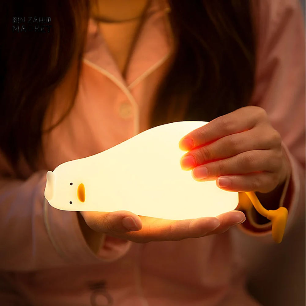 CUTE SILICONE LED NIGHT LIGHT USB RECHARGEABLE TOUCH CONTROL - LYING FLAT DUCK