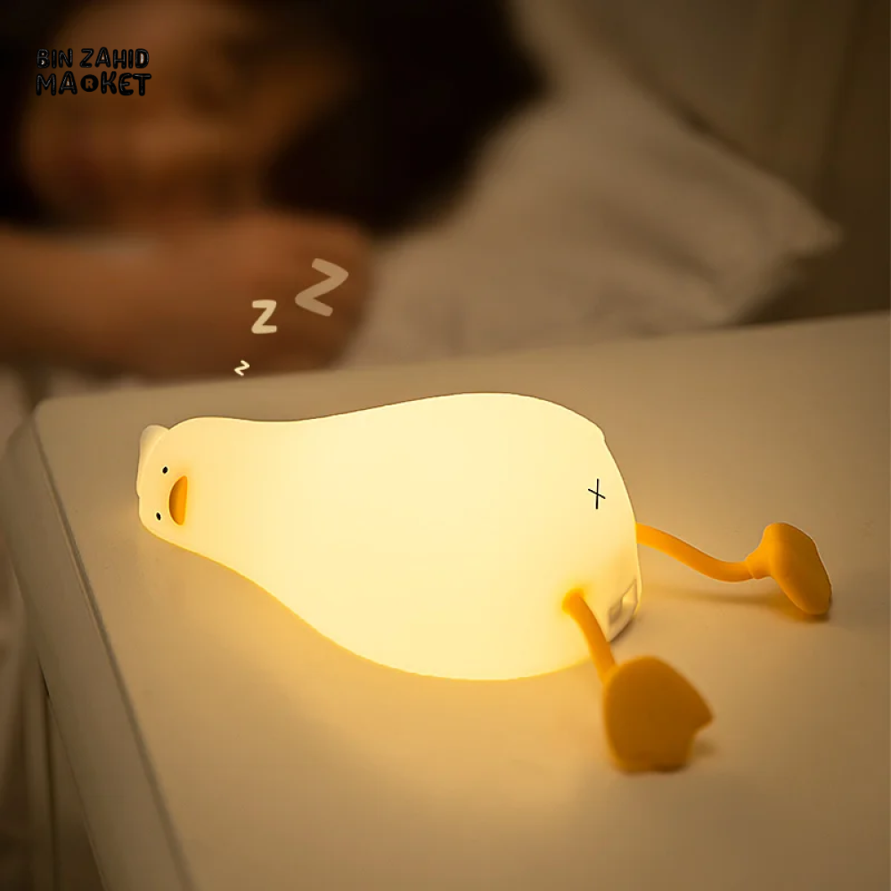 CUTE SILICONE LED NIGHT LIGHT USB RECHARGEABLE TOUCH CONTROL - LYING FLAT DUCK