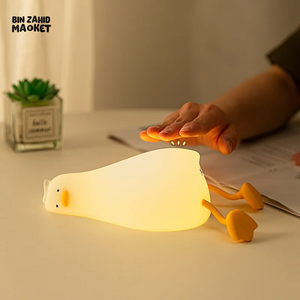 CUTE SILICONE LED NIGHT LIGHT USB RECHARGEABLE TOUCH CONTROL - LYING FLAT DUCK