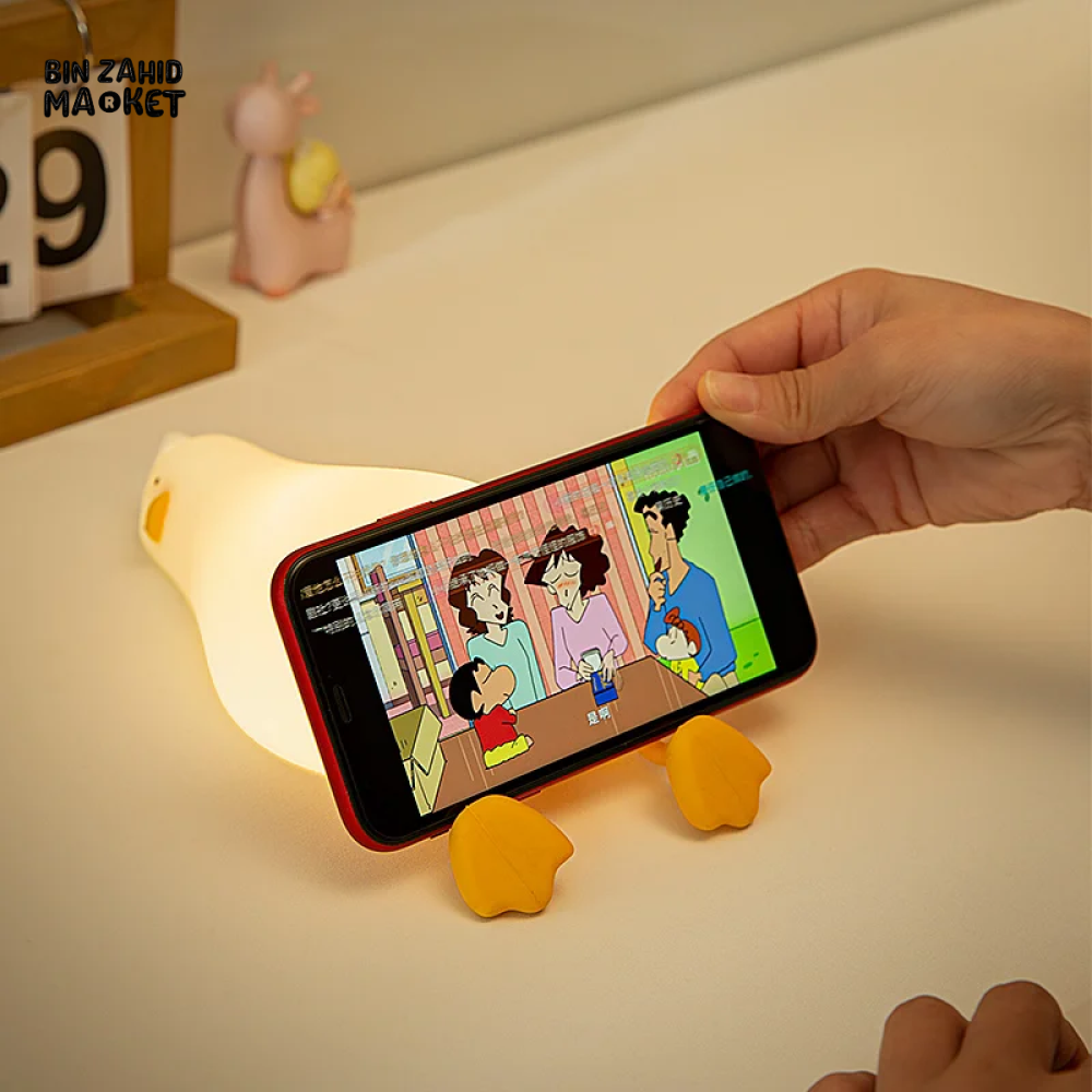 CUTE SILICONE LED NIGHT LIGHT USB RECHARGEABLE TOUCH CONTROL - LYING FLAT DUCK