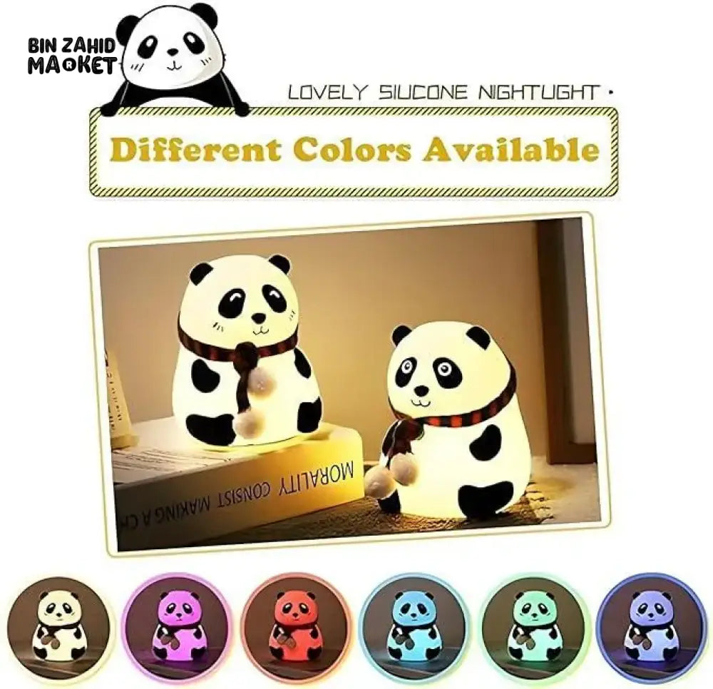 CUTE SILICONE LED NIGHT LIGHT USB RECHARGEABLE TOUCH CONTROL - MUFLER PANDA