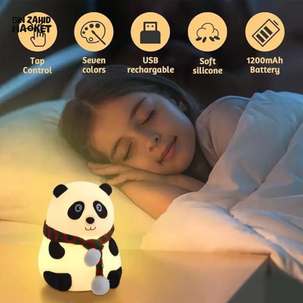 CUTE SILICONE LED NIGHT LIGHT USB RECHARGEABLE TOUCH CONTROL - MUFLER PANDA