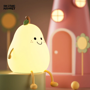CUTE SILICONE LED NIGHT LIGHT USB RECHARGEABLE TOUCH CONTROL - PEAR