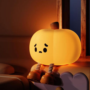 CUTE SILICONE LED NIGHT LIGHT USB RECHARGEABLE TOUCH CONTROL - PUMPKIN