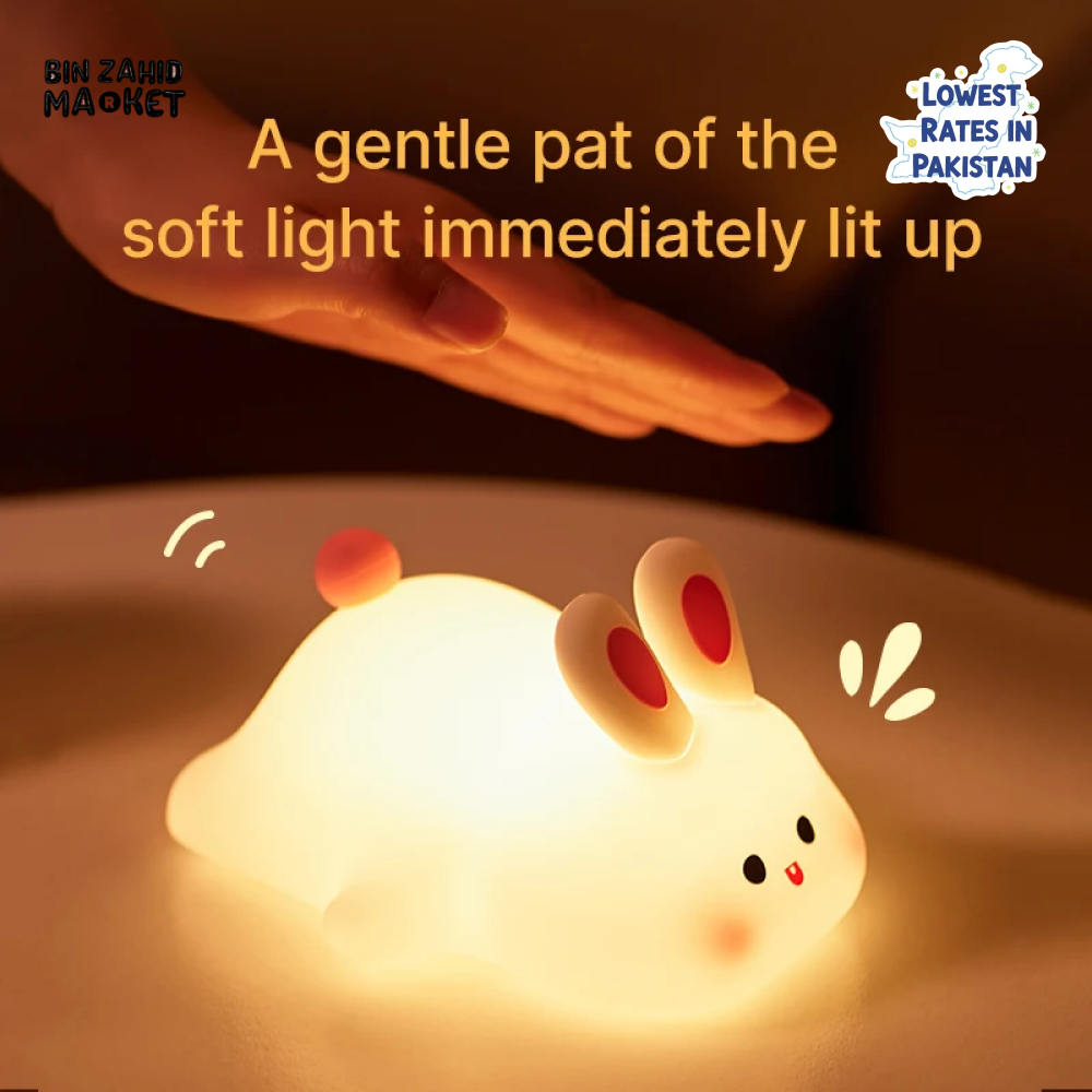 CUTE SILICONE LED NIGHT LIGHT USB RECHARGEABLE TOUCH CONTROL - RABBIT