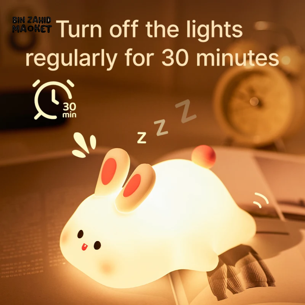 CUTE SILICONE LED NIGHT LIGHT USB RECHARGEABLE TOUCH CONTROL - RABBIT