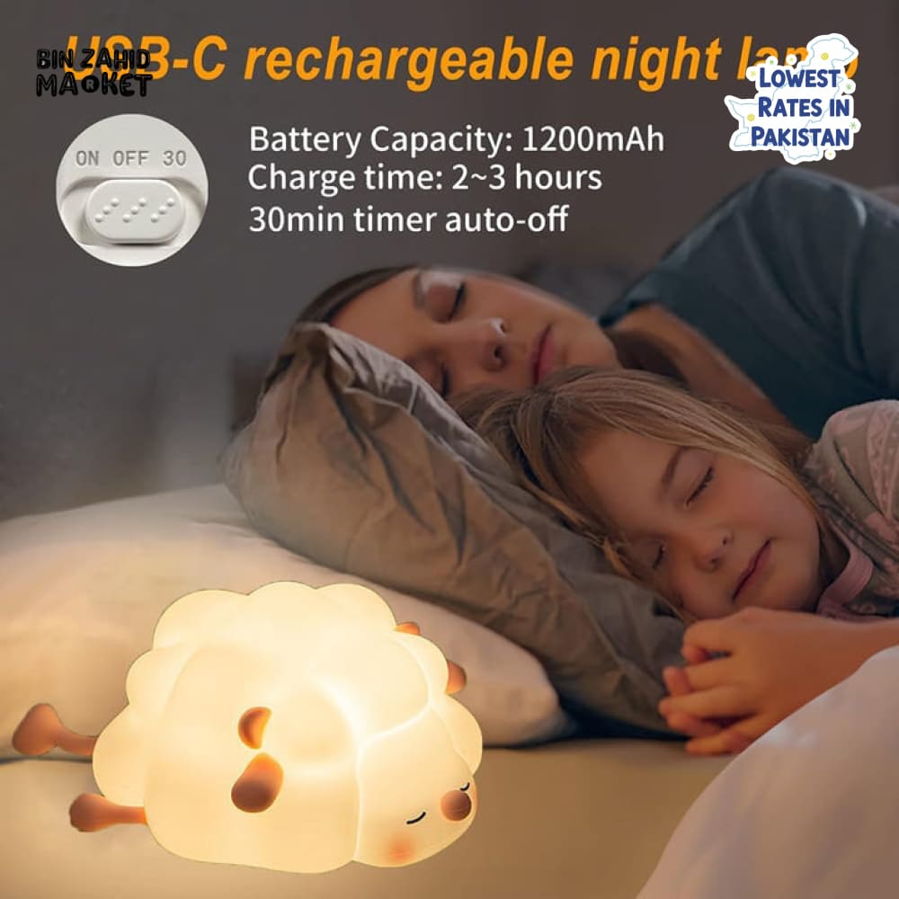 Sheep Silicone Night Light – Multicolour Bedside Lamp for Kids