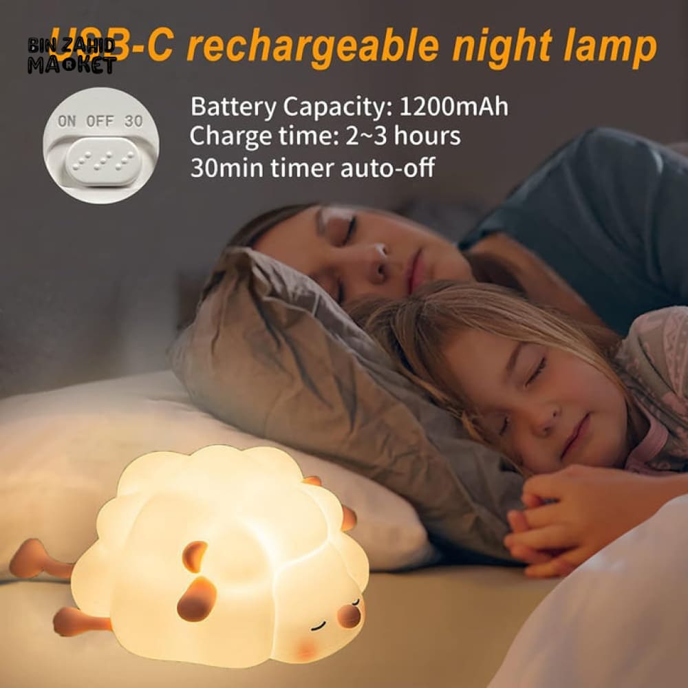 Sheep Silicone Night Light – Multicolour Bedside Lamp for Kids