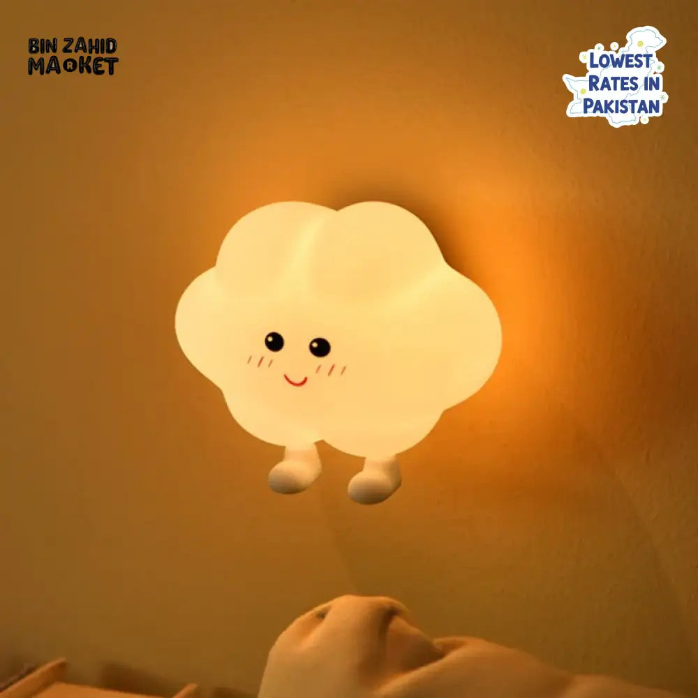 CUTE SILICONE CARTOON NIGHT LIGHT RECHARGEABLE DIMMING LAMP FOR KIDS ROOM - CLOUDY