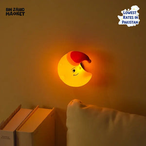 CUTE SILICONE CARTOON NIGHT LIGHT RECHARGEABLE DIMMING LAMP FOR KIDS ROOM - MOON