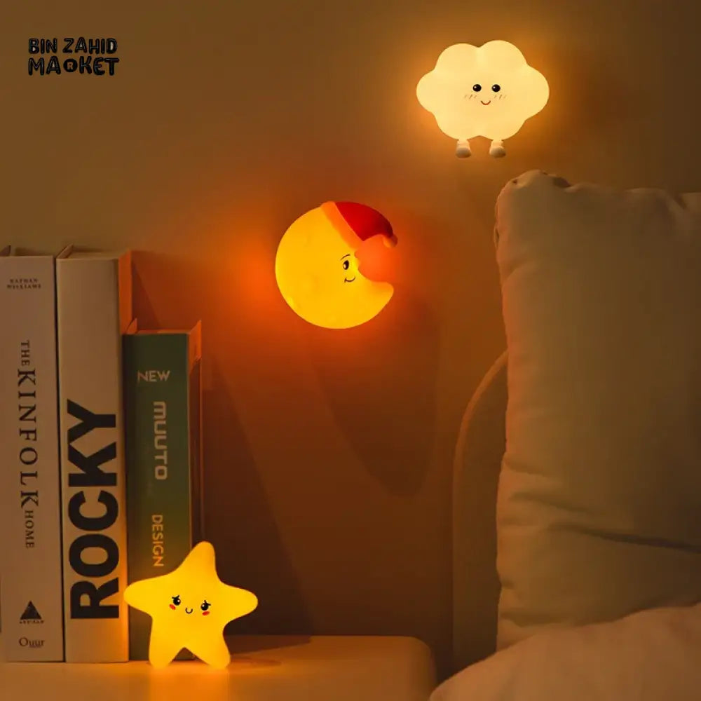 CUTE SILICONE CARTOON NIGHT LIGHT RECHARGEABLE DIMMING LAMP FOR KIDS ROOM - STAR