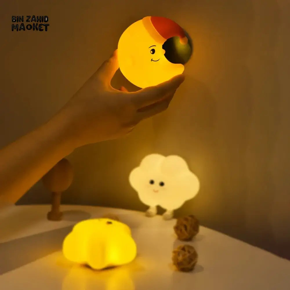 CUTE SILICONE CARTOON NIGHT LIGHT RECHARGEABLE DIMMING LAMP FOR KIDS ROOM - STAR