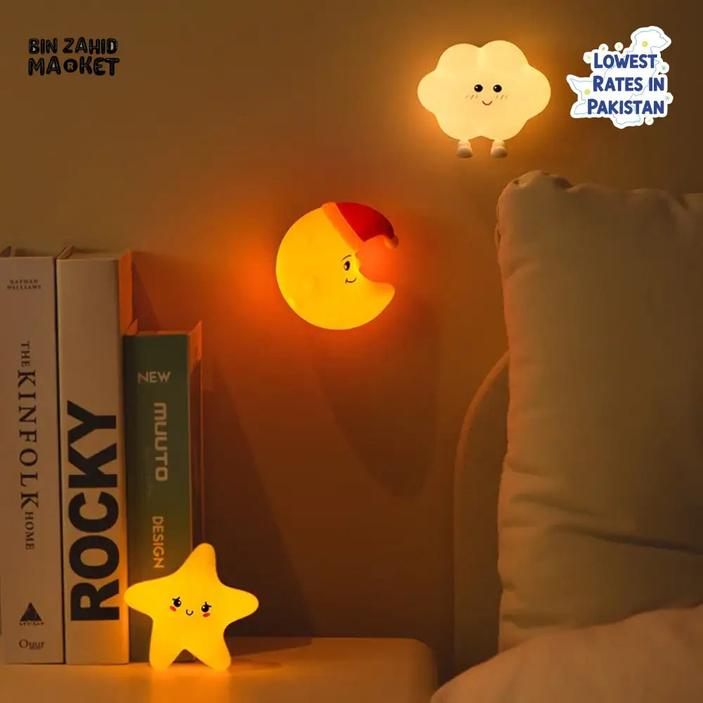 CUTE SILICONE CARTOON NIGHT LIGHT RECHARGEABLE DIMMING LAMP FOR KIDS ROOM - STAR