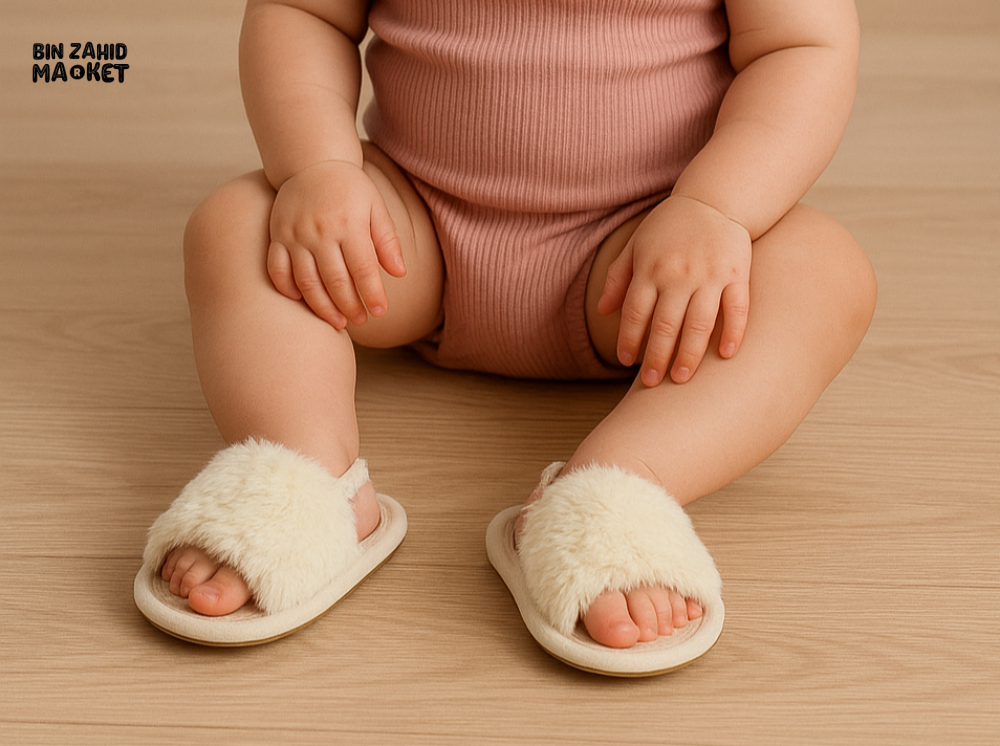 CUTE SUMMER PLUSH SLIPPERS FOR BABY GIRLS SOFT BOTTOM FLUFFY SLIP-ON INDOOR SHOES COMFY & STYLISH TODDLER FOOTWEAR