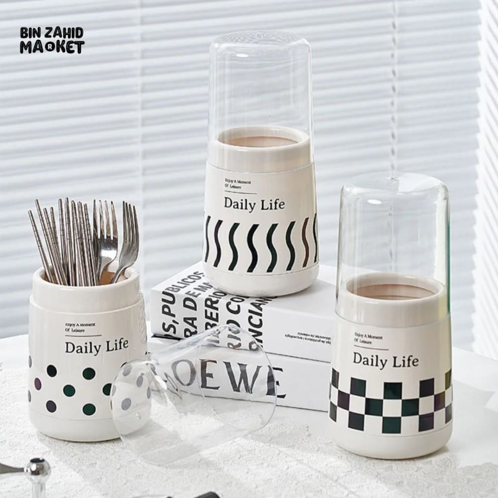 CUTLERY HOLDER WITH LID