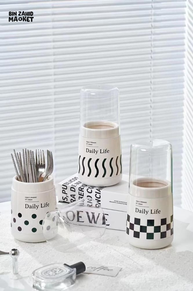 CUTLERY HOLDER WITH LID