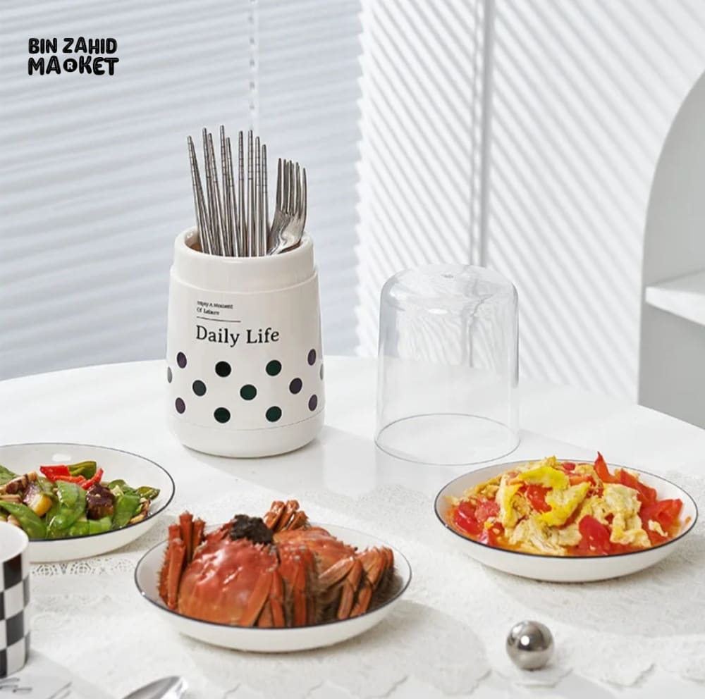 CUTLERY HOLDER WITH LID
