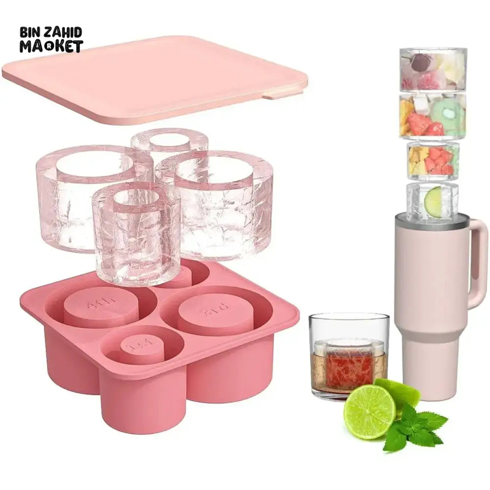 CYLINDER ICE CUBE TRAY MOLD FOR STANLEY CUP – SILICONE ICE MAKER WITH LID FOR 20OZ 30OZ 40OZ