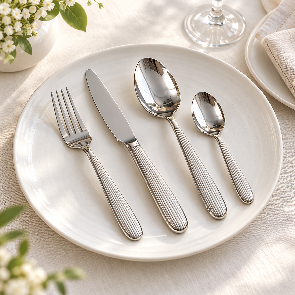 Danny Home Grooved Handle Cutlery Set - 24 Pieces