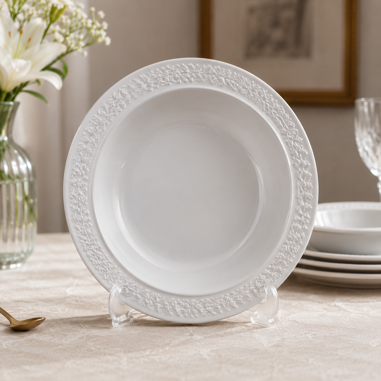 WINSOR ENGLAND EMBOSSED CERAMIC - DEEP PLATE