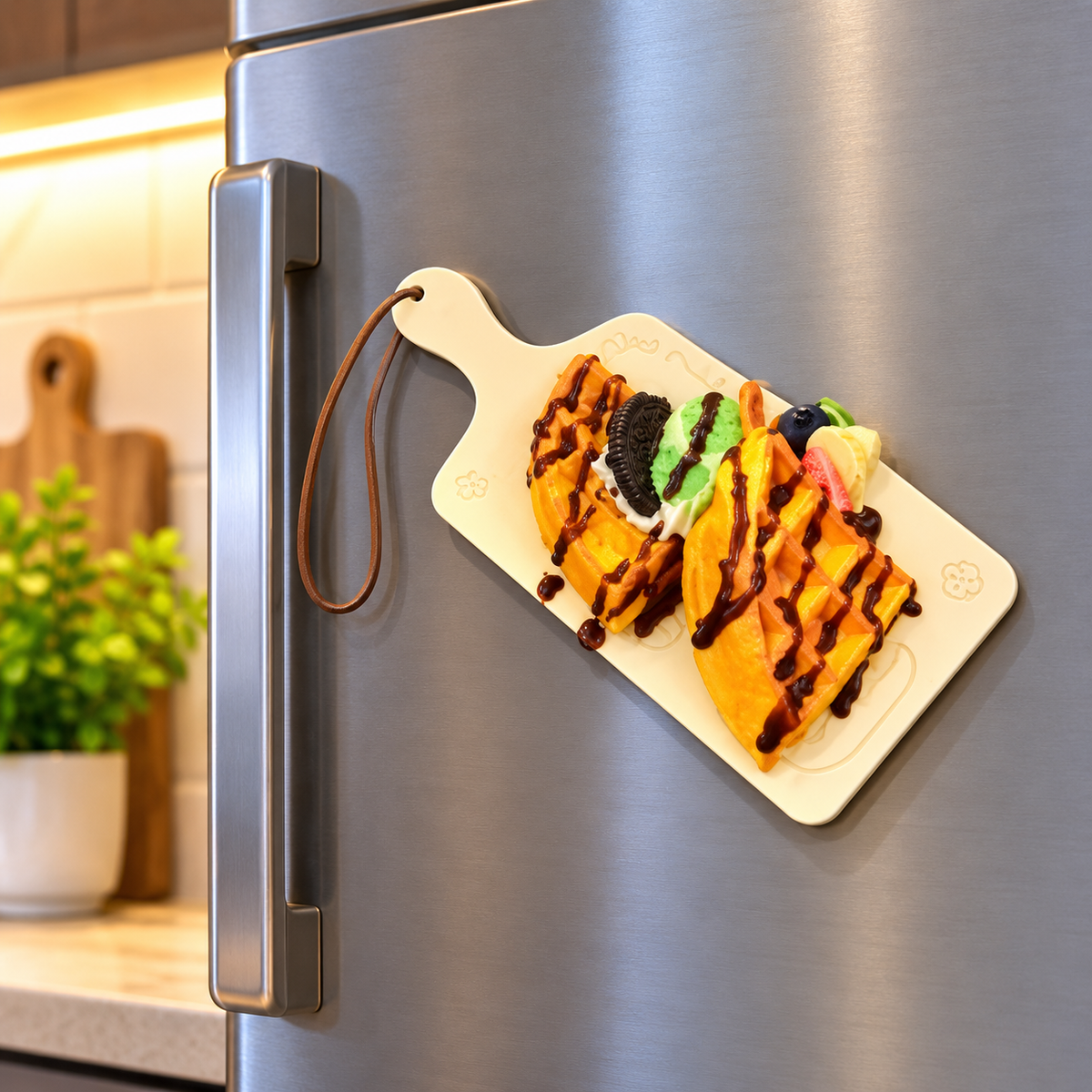 WAFFLE DESSERT DESIGN DECORATIVE MAGNET