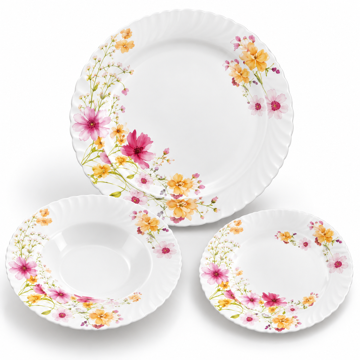 Danny Home 24-Piece Colourful Floral Dinner Set