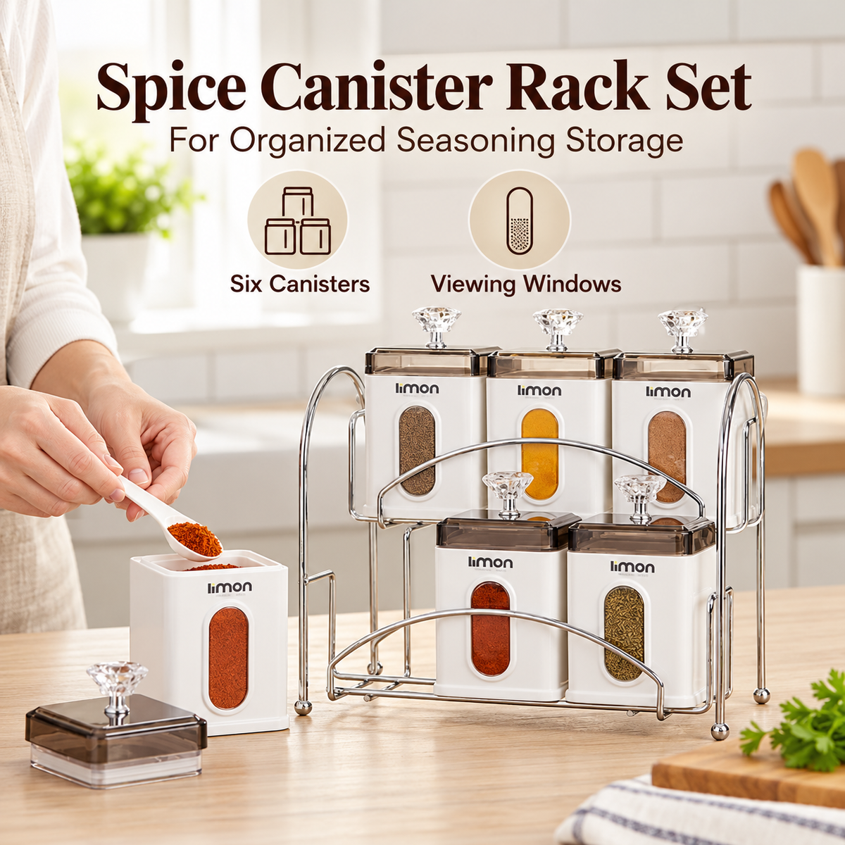 Limon 6 Piece Spice Canister Rack Set