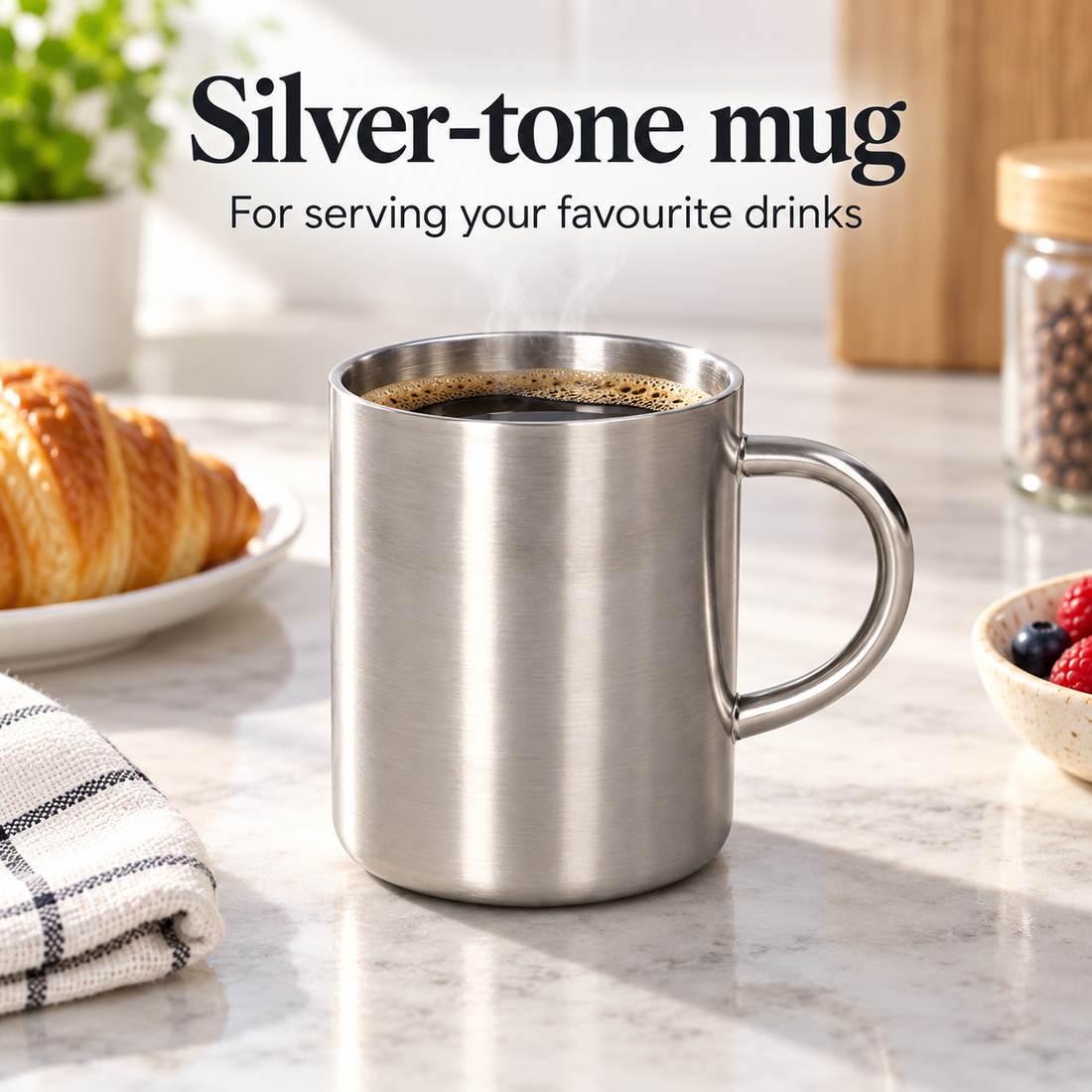 Danny Home Silver-Tone Mug - 400ml