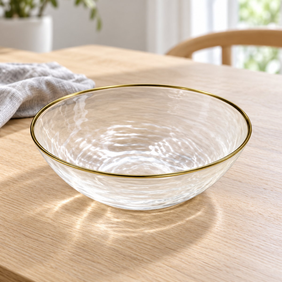 Danny Home Textured Gold Rim Bowl - 9 Inches