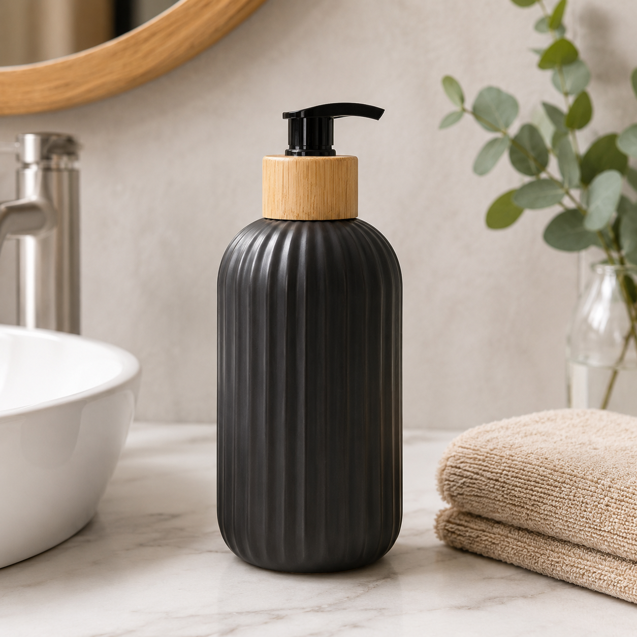 RIBBED LIQUID SOAP DISPENSER BOTTLE - 1 PCS