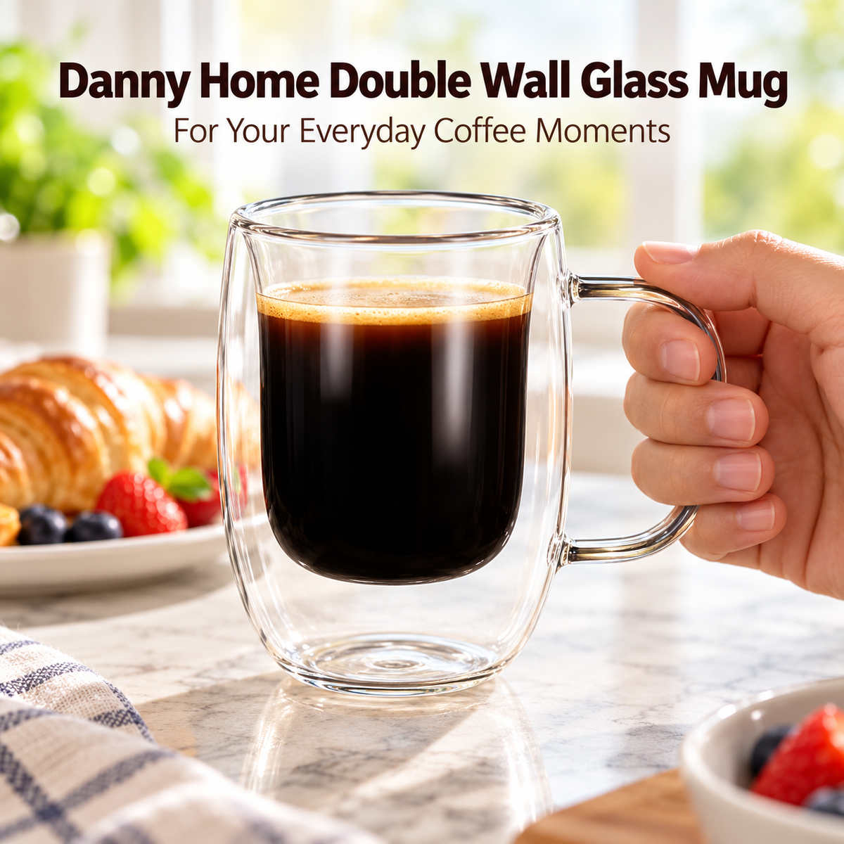Danny Home 2 Piece Double Wall Glass Mug - 80 ml