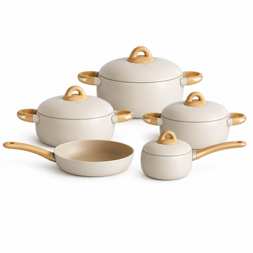 Ucclife Aluminum Non Stick Cookware Set 9 Piece - Cream