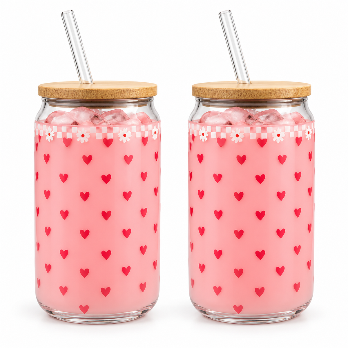 Danny Home 2 Piece Mini Heart Glass Tumbler - 500 ml