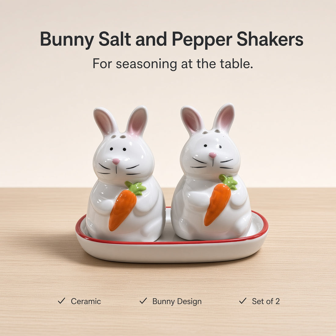 Kitchlux Ceramic Salt and Pepper Shakers - Bunny