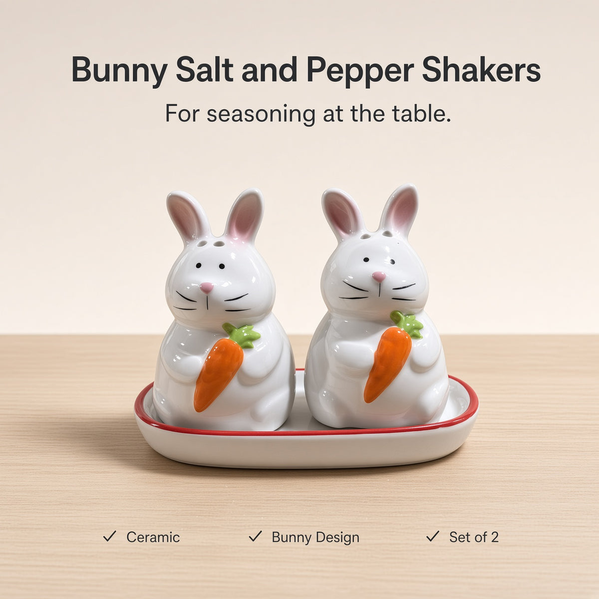 Kitchlux Ceramic Salt and Pepper Shakers - Bunny