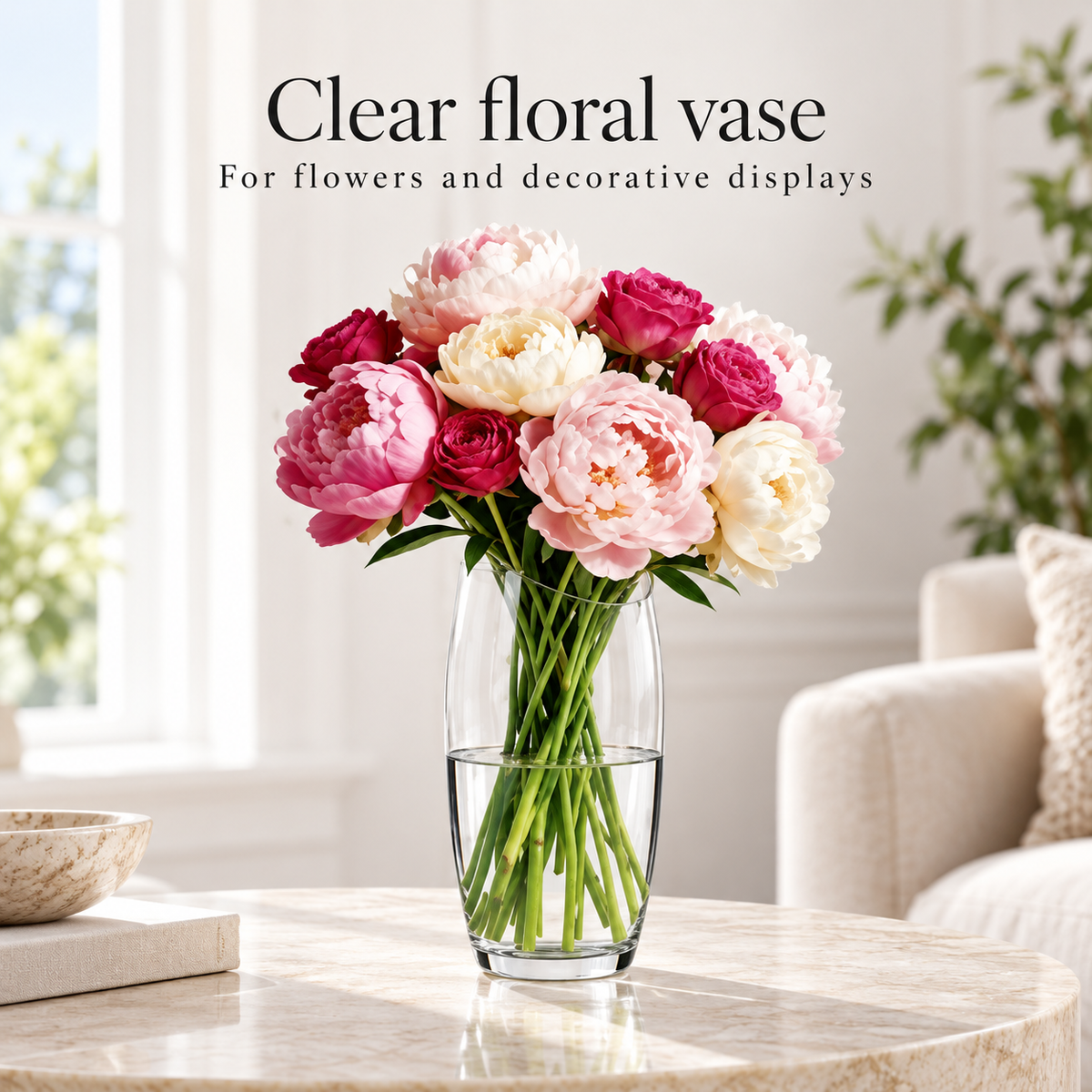 Danny Home Clear Floral Vase - 2090ml