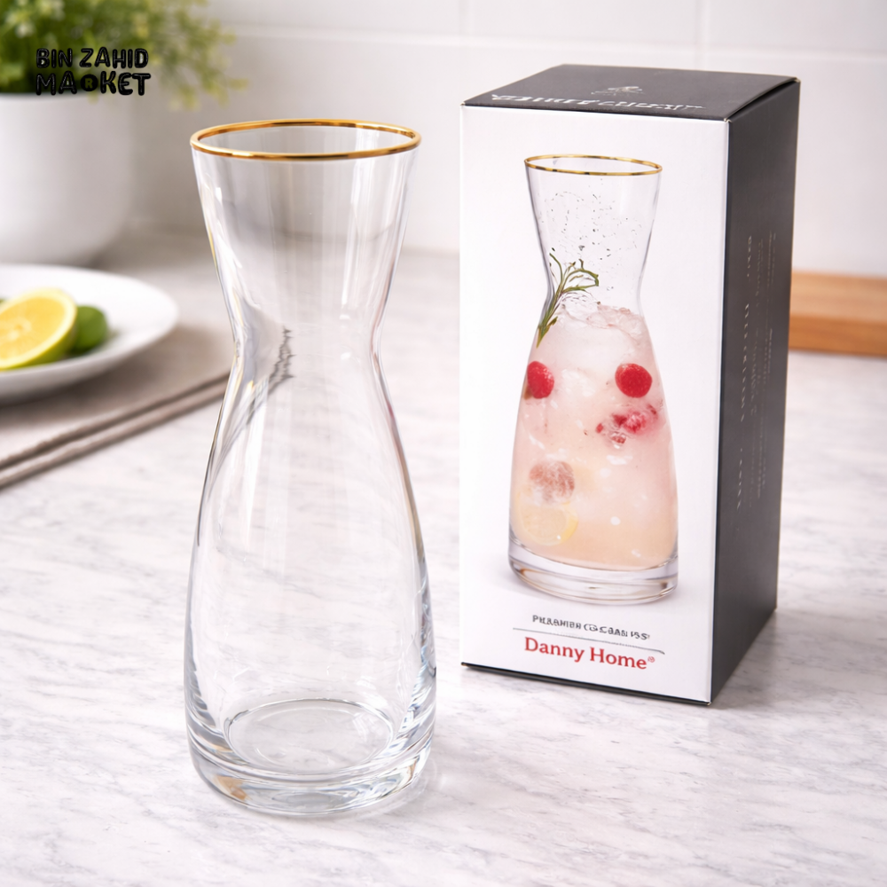 DANNY HOME 1 LITRE GLASS CARAFE GOLDEN RIM