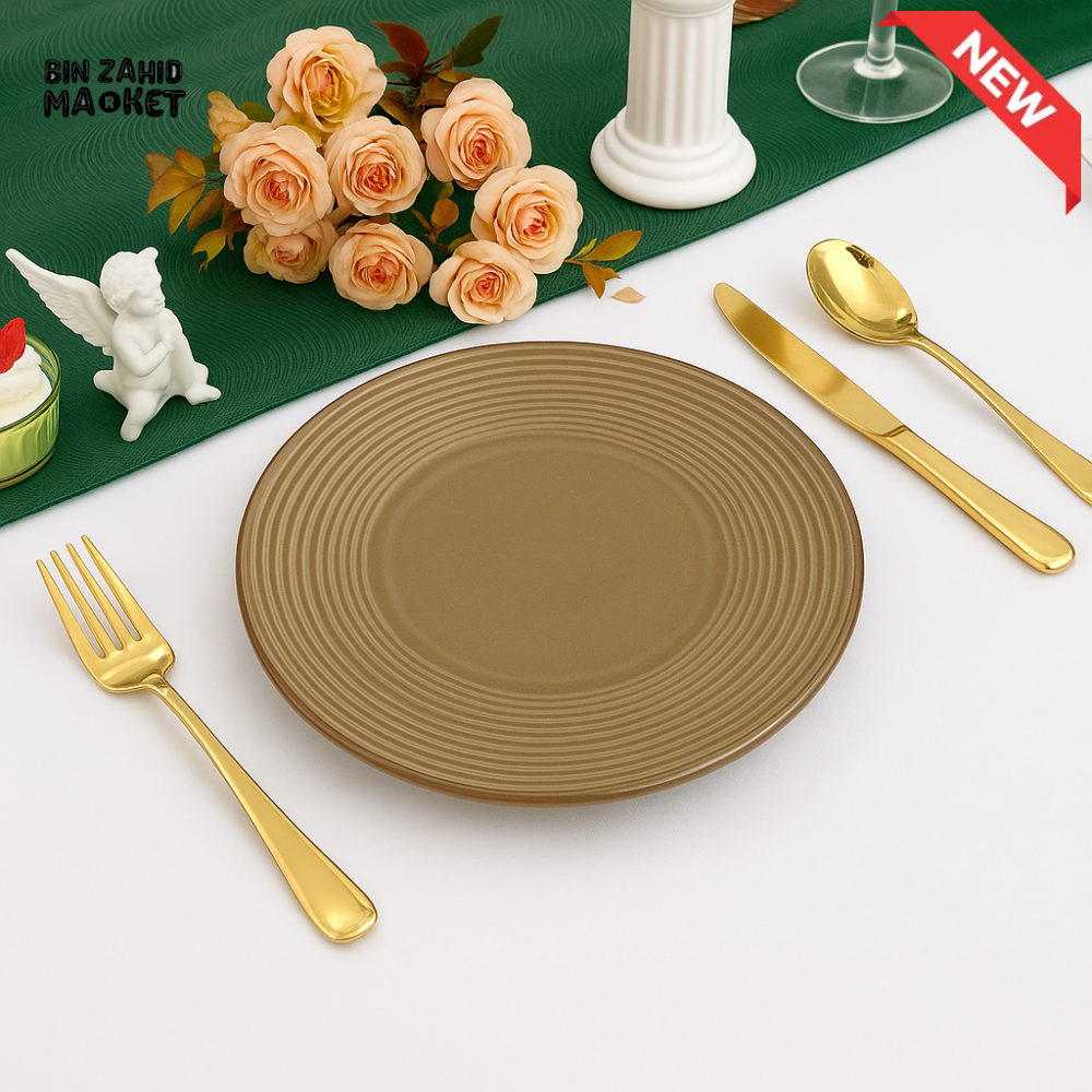 DANNY HOME 10.5’’ BEIGE DINNER PLATE – MODERN RIMMED CERAMIC DISH FOR DINING & SERVING SYP61 01